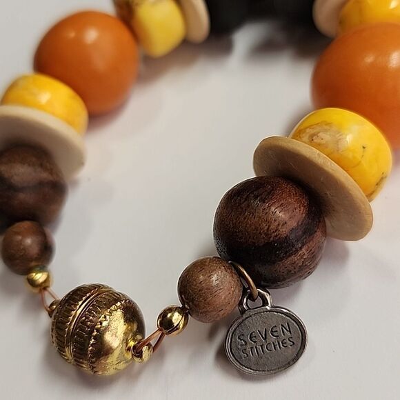 $128 Rare Anthropologie Handmade Orange "Mother Earth Bracelet" Made in USA - Picture 4 of 5